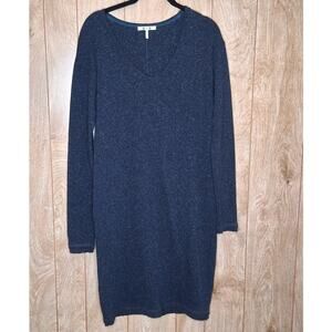 Three Dots Navy Sweater Dress Wool Silk Acrylic Blend Size Medium